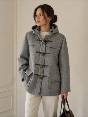 Vintage Gloverall English Duffle Coat Gray Wool Made in England Size US 12 Fall